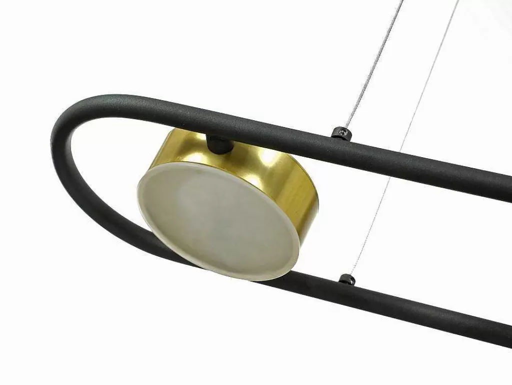 Candeeiro Suspenso*OZAIA Candeeiro Suspenso Com Leds Metal E Aluminio, 4 Focos, L85 Cm Preto E Dourado - Grimbsy