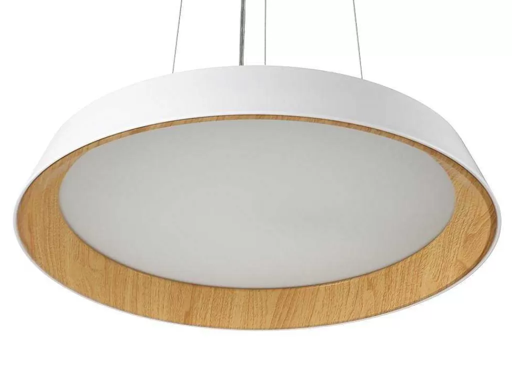 Candeeiro Suspenso*OZAIA Candeeiro Suspenso Com Leds Metal E Aluminio D45 Cm Branco E Natural - Derry