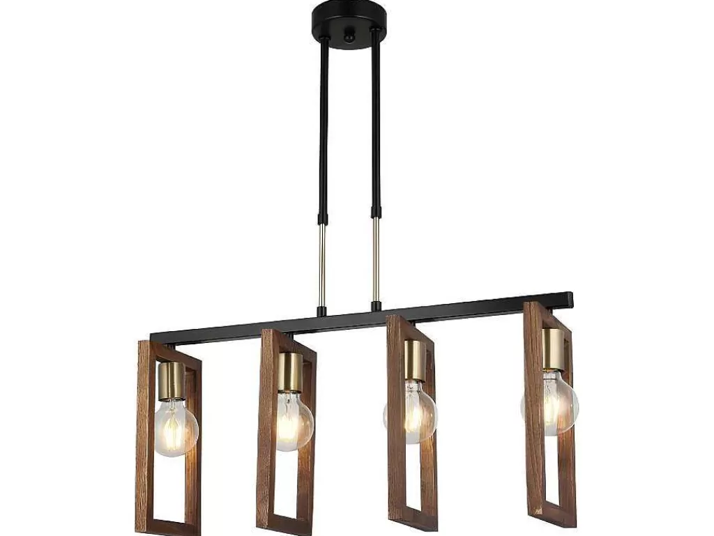 Candeeiro Suspenso*EPIKASA Candeeiro Suspenso Como, Dourado, Preto, Madeira, 67 X 17 X 91 Cm,