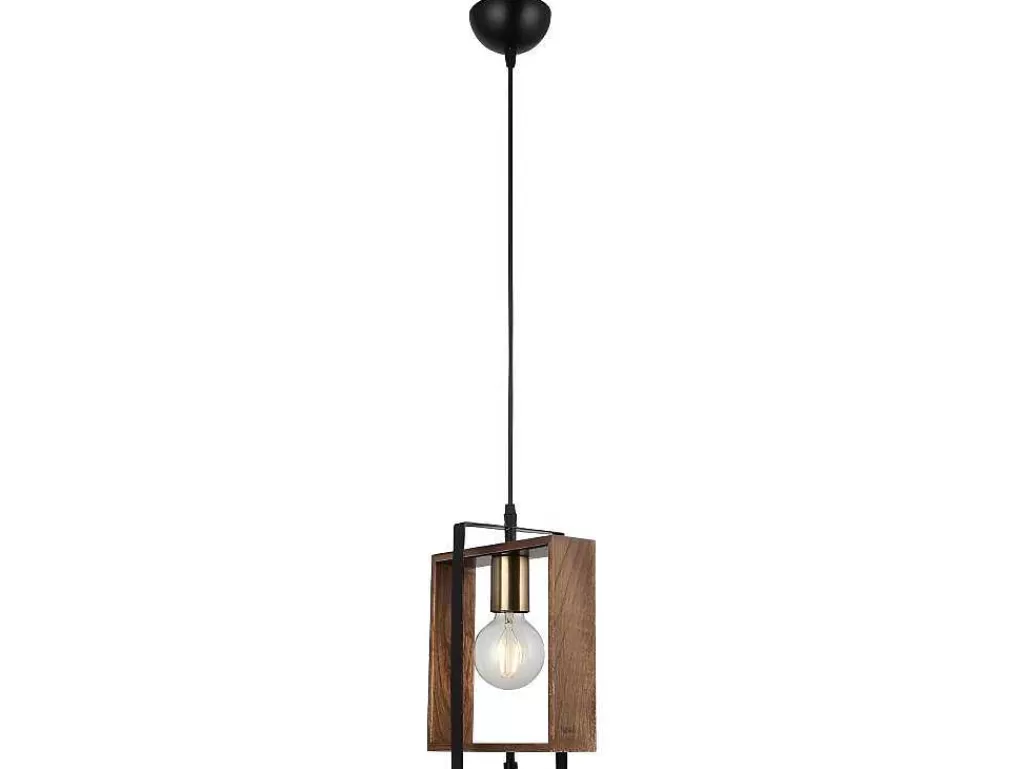 Promoções Decoração*EPIKASA Candeeiro Suspenso Lecco, Dourado, Preto, Madeira, 14 X 22 X 82 Cm,