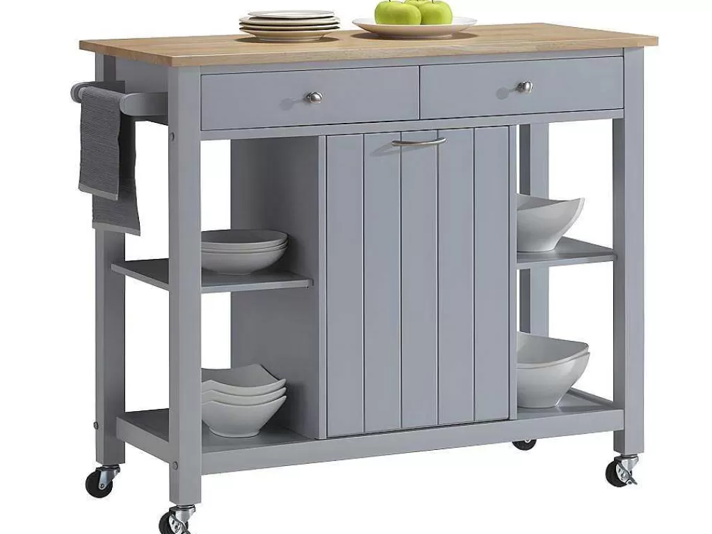 Móvel De Cozinha*Vente-unique Carrinho Com Rodizios Haley - 1 Porta E 2 Gavetas - Hevea