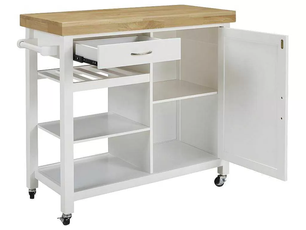 Móvel De Cozinha*Vente-unique Carrinho De Cozinha Com Rodizios Skyler - 1 Porta E 1 Gaveta - Hevea