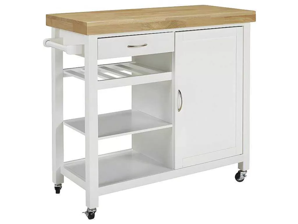 Móvel De Cozinha*Vente-unique Carrinho De Cozinha Com Rodizios Skyler - 1 Porta E 1 Gaveta - Hevea