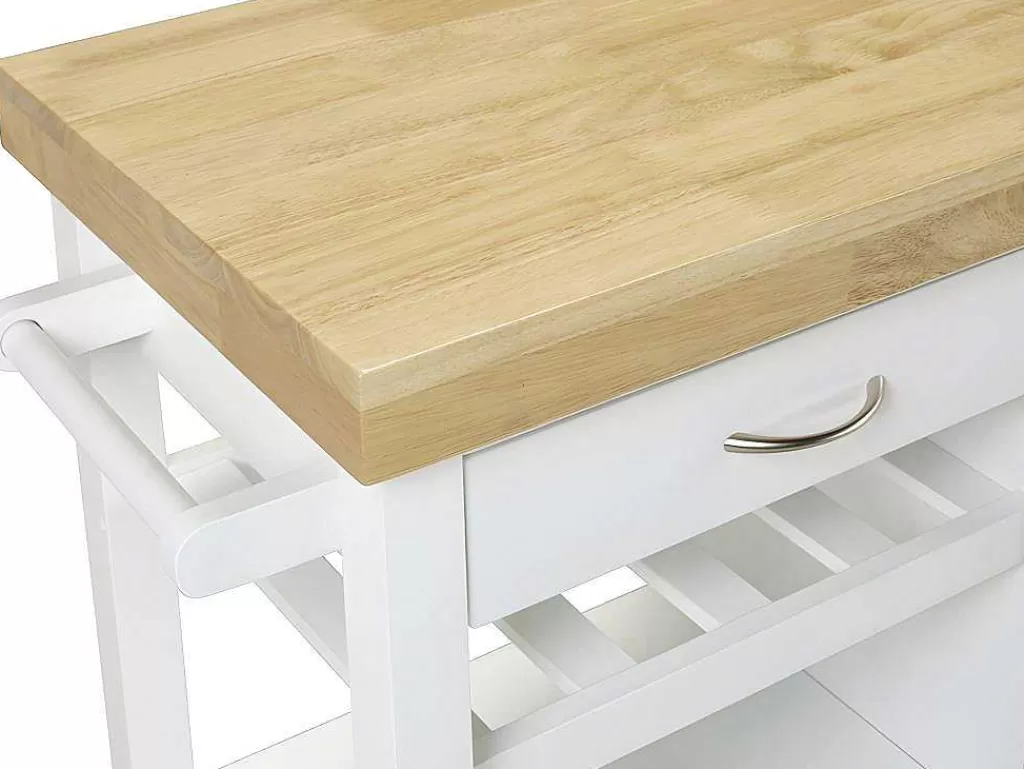 Móvel De Cozinha*Vente-unique Carrinho De Cozinha Com Rodizios Skyler - 1 Porta E 1 Gaveta - Hevea