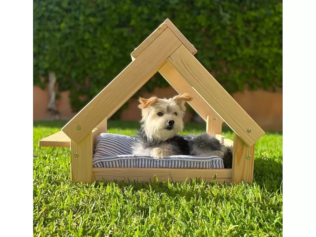 Acessórios Para Animais De Estimação*Skraut Home Casa Do Cao Cor Natural - Cama Com Estrutura Em Madeira Natural Fsc