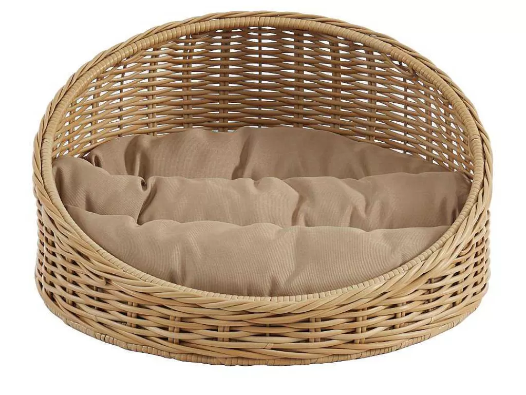 Acessórios Para Animais De Estimação*Vente-unique Cesto Para Animais Em Resina Com Almofada, Interior Ou Exterior, D71 X A37 Cm, Natural E Castanho - Zalio