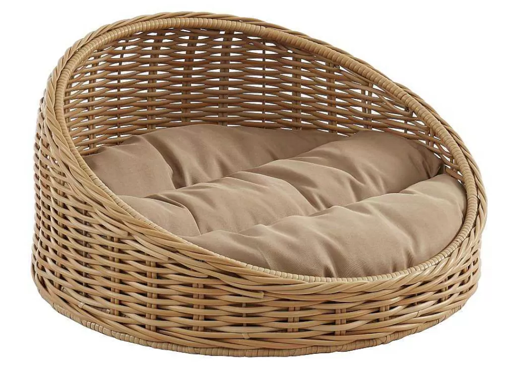 Acessórios Para Animais De Estimação*Vente-unique Cesto Para Animais Em Resina Com Almofada, Interior Ou Exterior, D71 X A37 Cm, Natural E Castanho - Zalio