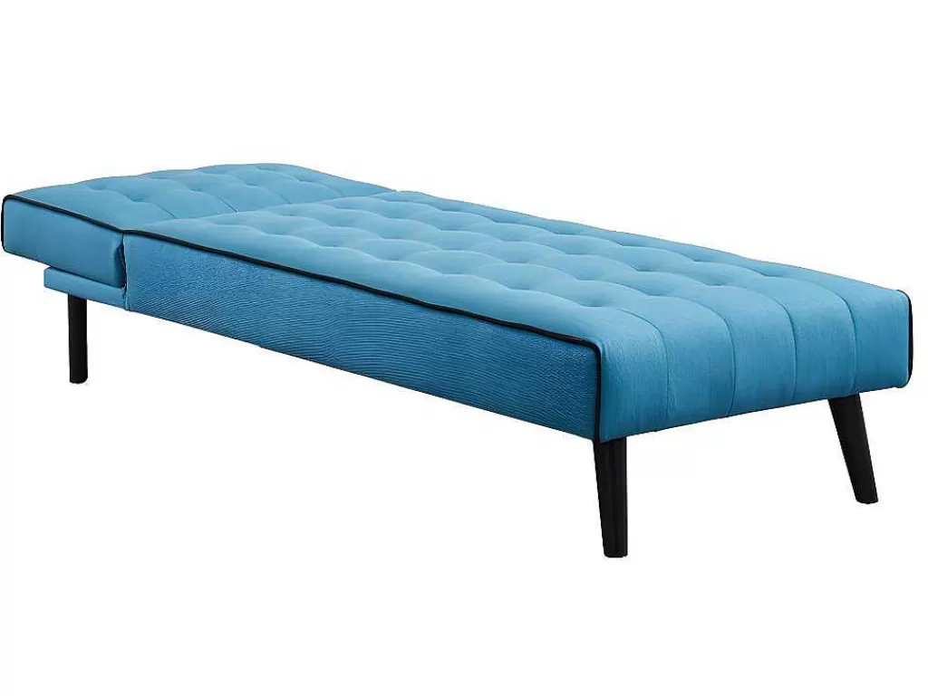 Chaise Longue*Vente-unique Chaise Longue Cama Em Tecido Azul E Contornos Pretos - Bayou