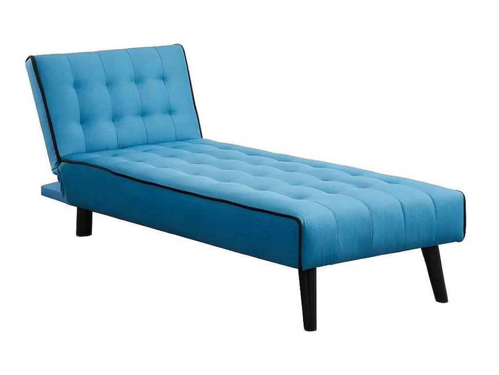 Chaise Longue*Vente-unique Chaise Longue Cama Em Tecido Azul E Contornos Pretos - Bayou