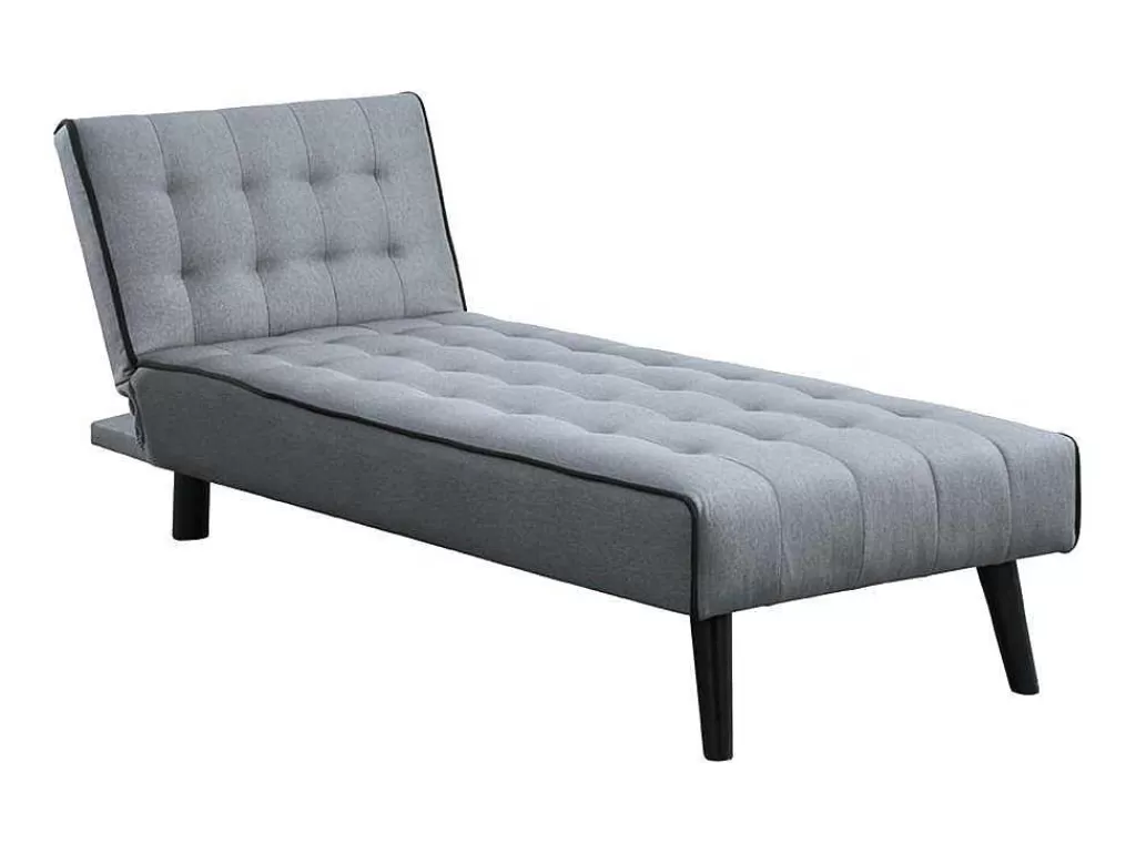 Chaise Longue*Vente-unique Chaise Longue Cama Em Tecido Cinzento E Contornos Pretos - Bayou