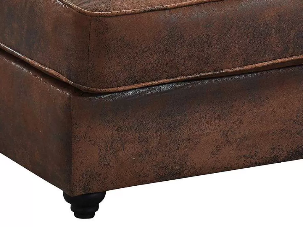 Chaise Longue*Vente-unique Chaise Longue Esquerda Chesterfield De Microfibra Aspeto Couro Envelhecido - Shirel