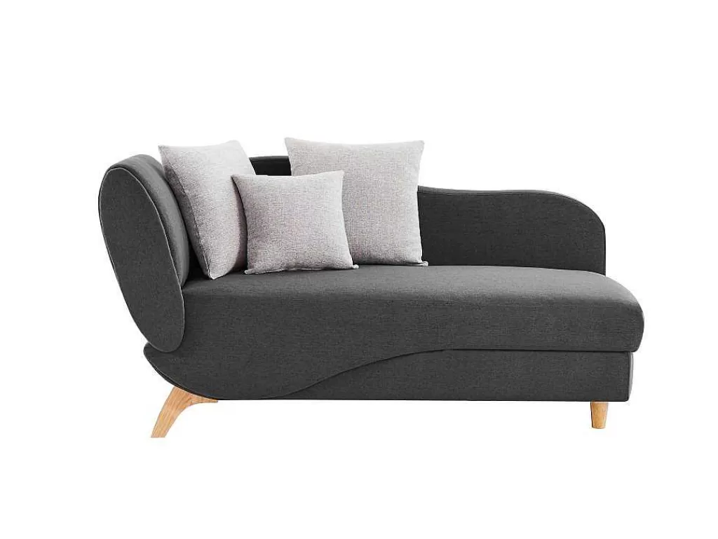 Chaise Longue*Vente-unique Chaise-Longue Direita Convertivel Em Tecido Antracite Com Espaco De Arrumação - Penelope