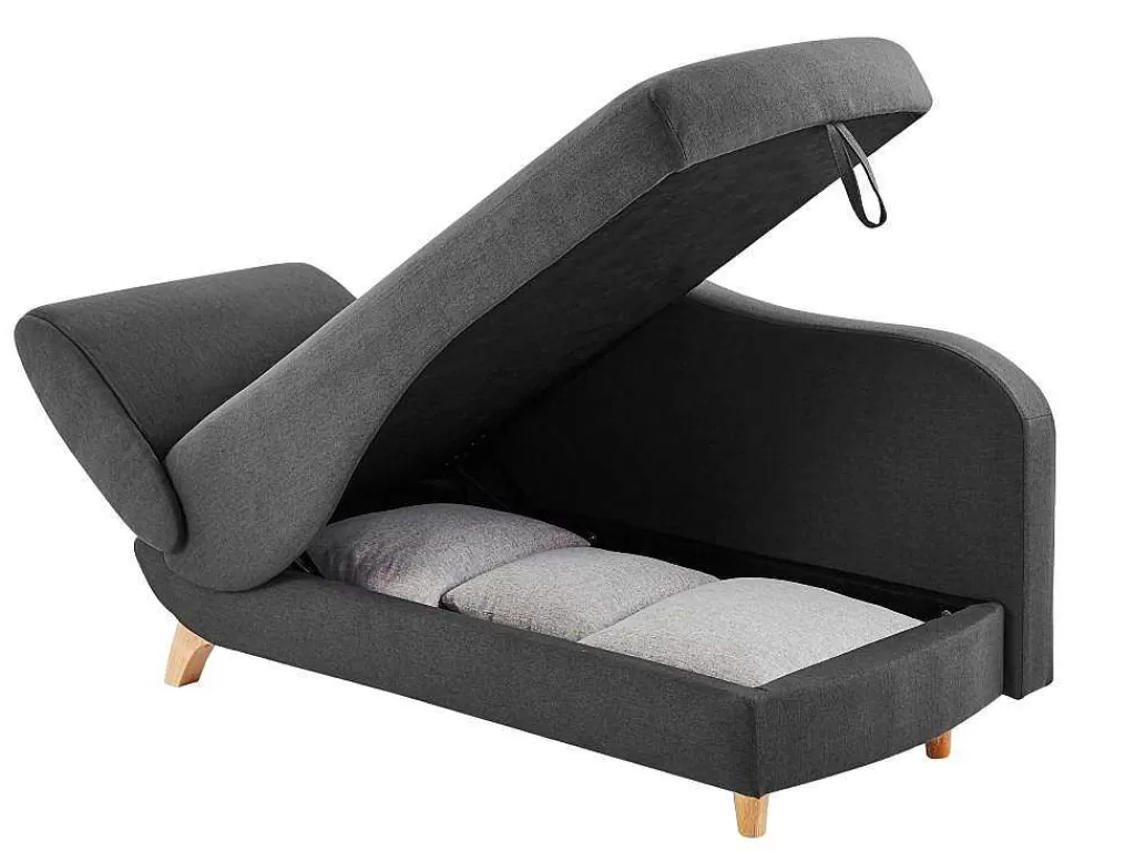 Chaise Longue*Vente-unique Chaise-Longue Direita Convertivel Em Tecido Antracite Com Espaco De Arrumação - Penelope