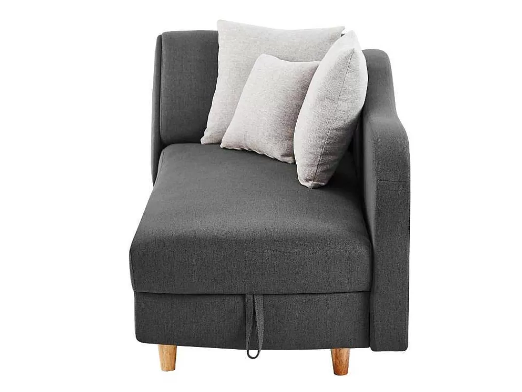 Chaise Longue*Vente-unique Chaise-Longue Direita Convertivel Em Tecido Antracite Com Espaco De Arrumação - Penelope