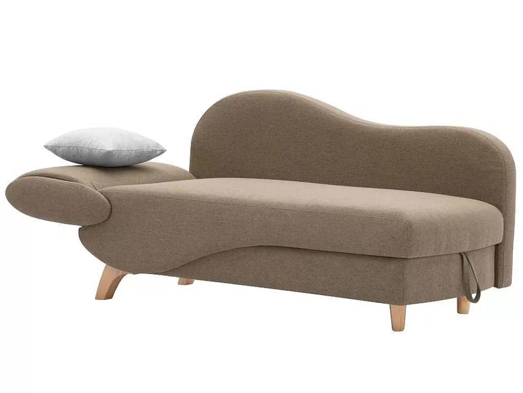 Chaise Longue*Vente-unique Chaise-Longue Direita Convertivel Em Tecido Castanho Com Espaco De Arrumação - Penelope