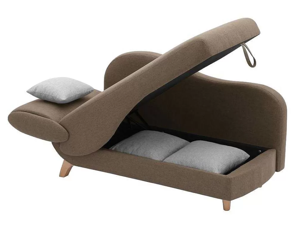 Chaise Longue*Vente-unique Chaise-Longue Direita Convertivel Em Tecido Castanho Com Espaco De Arrumação - Penelope