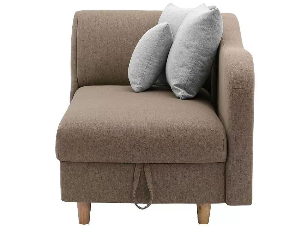 Chaise Longue*Vente-unique Chaise-Longue Direita Convertivel Em Tecido Castanho Com Espaco De Arrumação - Penelope