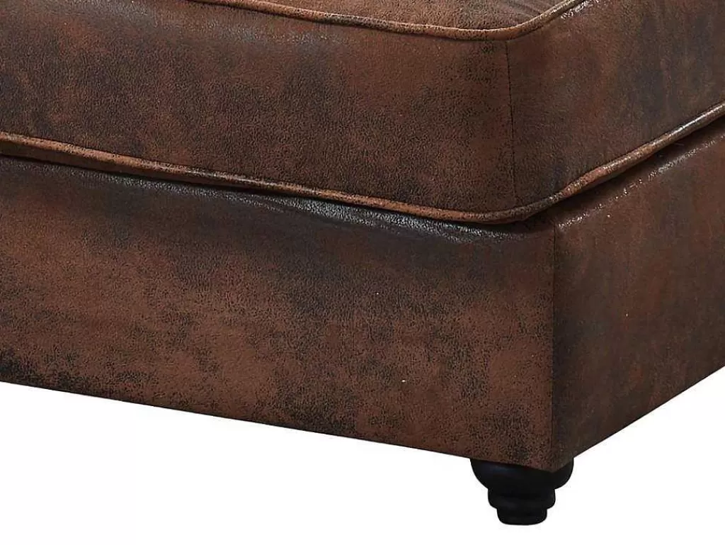 Chaise Longue*Vente-unique Chaise-Longue Direita Em Microfibra Aspeto Pele Envelhecida Estilo Chesterfield - Shirel