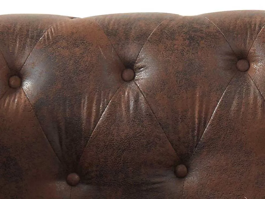 Chaise Longue*Vente-unique Chaise-Longue Direita Em Microfibra Aspeto Pele Envelhecida Estilo Chesterfield - Shirel