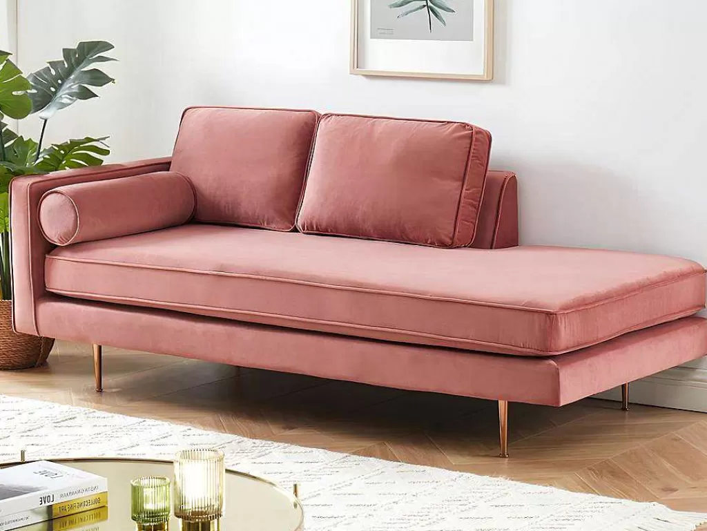 Chaise Longue*Vente-unique Chaise-Longue Direita Em Veludo Kahel Cor-De-Rosa Velho