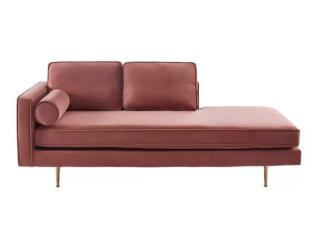 Chaise Longue*Vente-unique Chaise-Longue Direita Em Veludo Kahel Cor-De-Rosa Velho