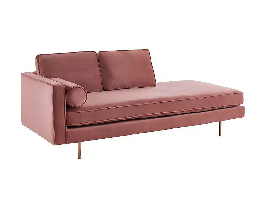 Chaise Longue*Vente-unique Chaise-Longue Direita Em Veludo Kahel Cor-De-Rosa Velho