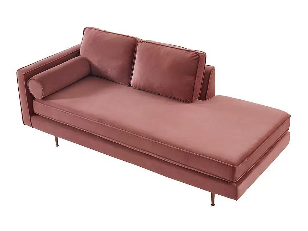 Chaise Longue*Vente-unique Chaise-Longue Direita Em Veludo Kahel Cor-De-Rosa Velho
