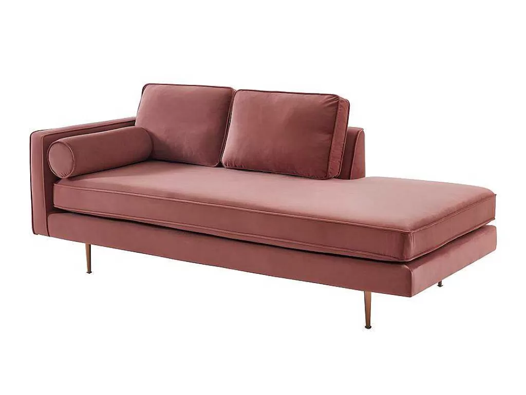 Chaise Longue*Vente-unique Chaise-Longue Direita Em Veludo Kahel Cor-De-Rosa Velho