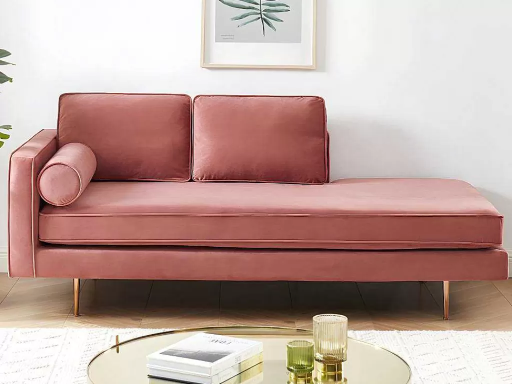 Chaise Longue*Vente-unique Chaise-Longue Direita Em Veludo Kahel Cor-De-Rosa Velho