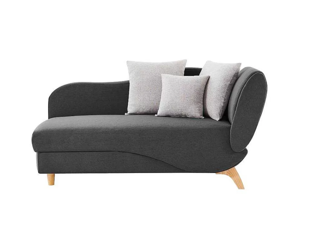 Chaise Longue*Vente-unique Chaise-Longue Esquerda Convertivel Em Tecido Antracite Com Espaco De Arrumação - Penelope