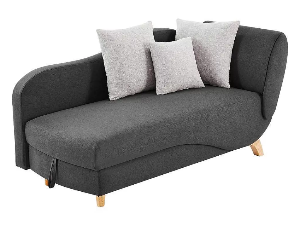Chaise Longue*Vente-unique Chaise-Longue Esquerda Convertivel Em Tecido Antracite Com Espaco De Arrumação - Penelope
