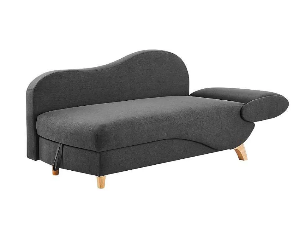 Chaise Longue*Vente-unique Chaise-Longue Esquerda Convertivel Em Tecido Antracite Com Espaco De Arrumação - Penelope