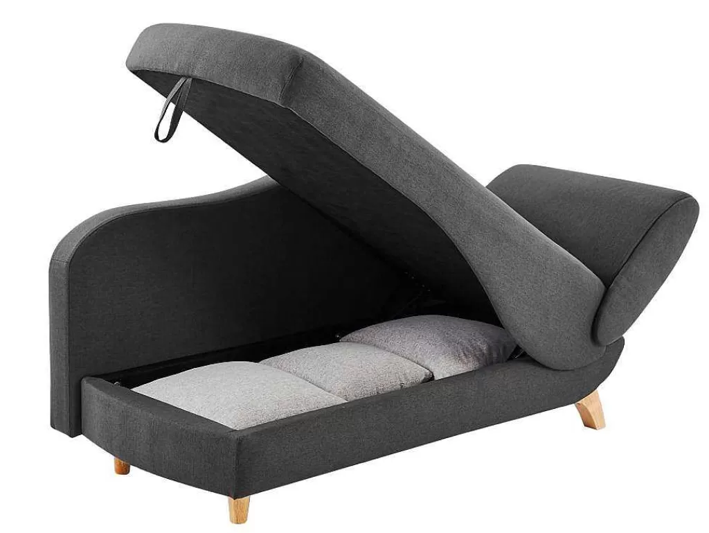 Chaise Longue*Vente-unique Chaise-Longue Esquerda Convertivel Em Tecido Antracite Com Espaco De Arrumação - Penelope