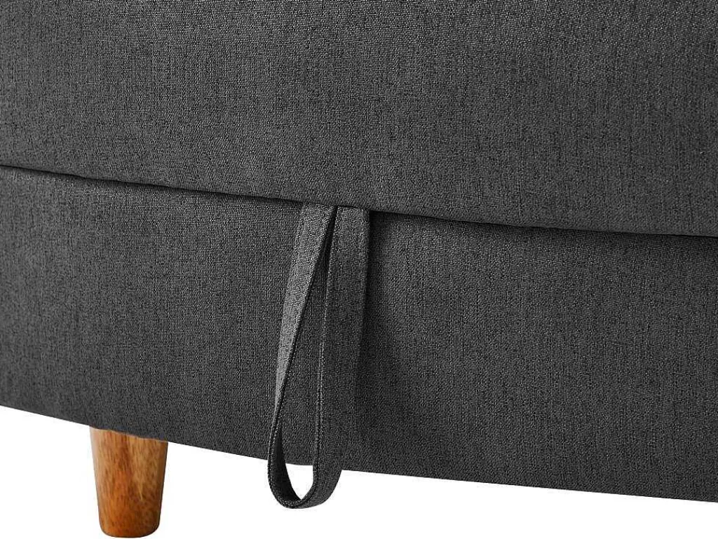 Chaise Longue*Vente-unique Chaise-Longue Esquerda Convertivel Em Tecido Antracite Com Espaco De Arrumação - Penelope