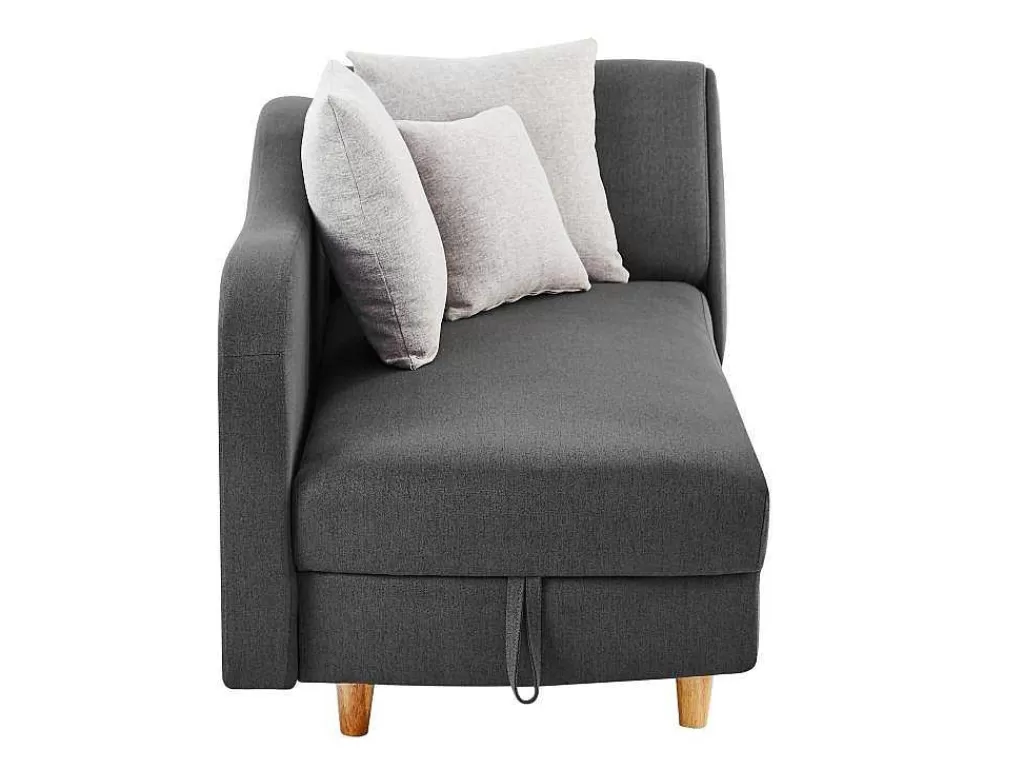 Chaise Longue*Vente-unique Chaise-Longue Esquerda Convertivel Em Tecido Antracite Com Espaco De Arrumação - Penelope