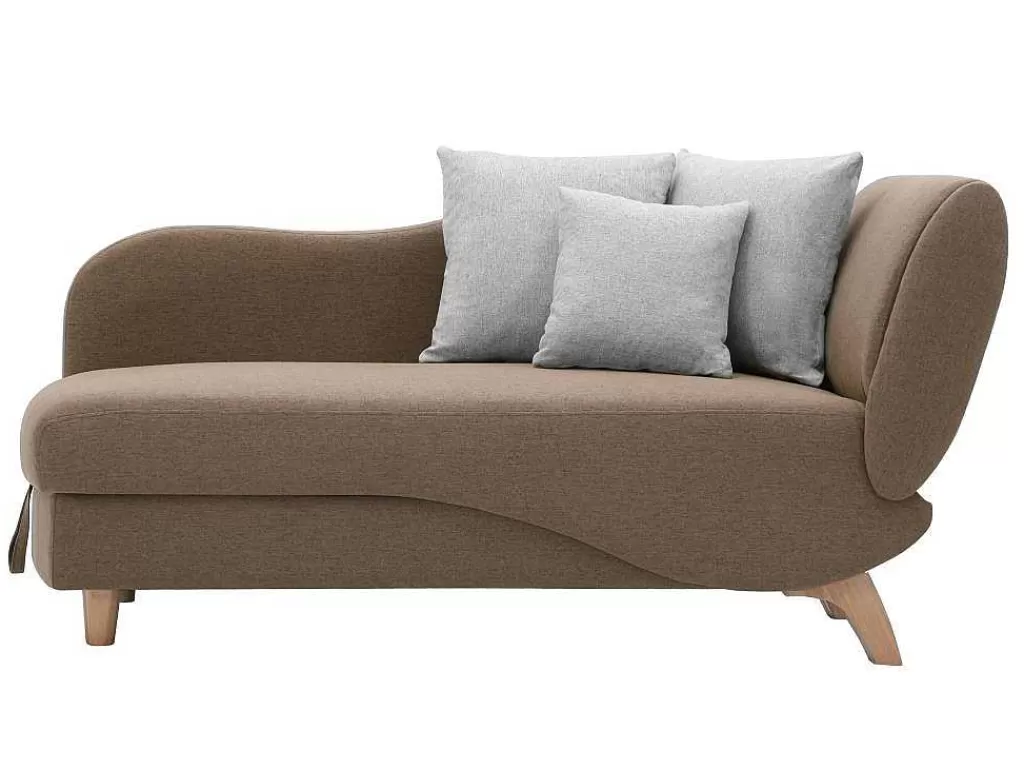 Chaise Longue*Vente-unique Chaise-Longue Esquerda Convertivel Em Tecido Castanho Com Espaco De Arrumação - Penelope