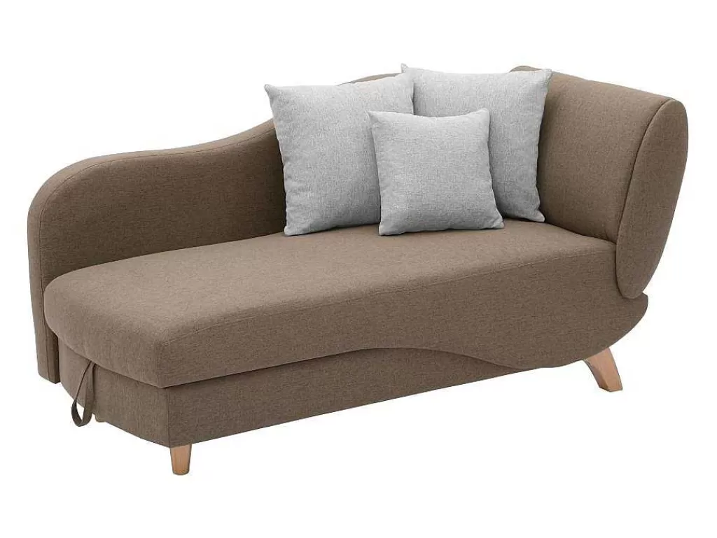 Chaise Longue*Vente-unique Chaise-Longue Esquerda Convertivel Em Tecido Castanho Com Espaco De Arrumação - Penelope