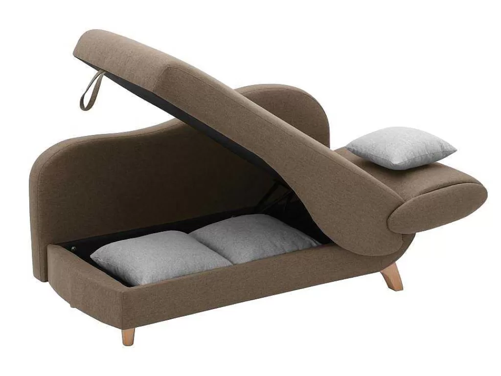 Chaise Longue*Vente-unique Chaise-Longue Esquerda Convertivel Em Tecido Castanho Com Espaco De Arrumação - Penelope