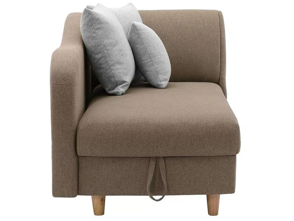 Chaise Longue*Vente-unique Chaise-Longue Esquerda Convertivel Em Tecido Castanho Com Espaco De Arrumação - Penelope