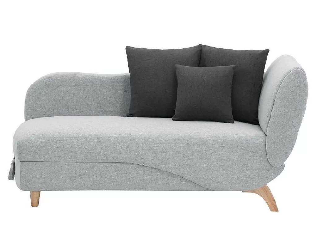 Chaise Longue*Vente-unique Chaise-Longue Esquerda Convertivel Em Tecido Cinza-Claro Com Espaco De Arrumação - Penelope