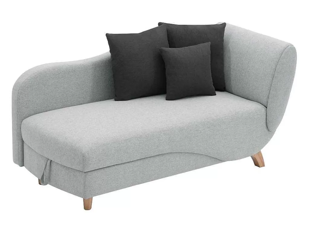 Chaise Longue*Vente-unique Chaise-Longue Esquerda Convertivel Em Tecido Cinza-Claro Com Espaco De Arrumação - Penelope