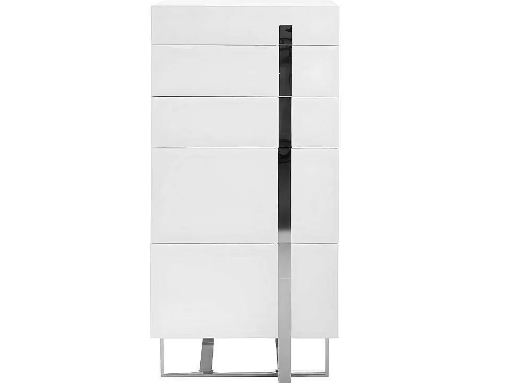 Cómoda*Angel Cerda Chiffonier Em Mdf Lacado Branco Brilhante Com Cinco Gavetas 7018