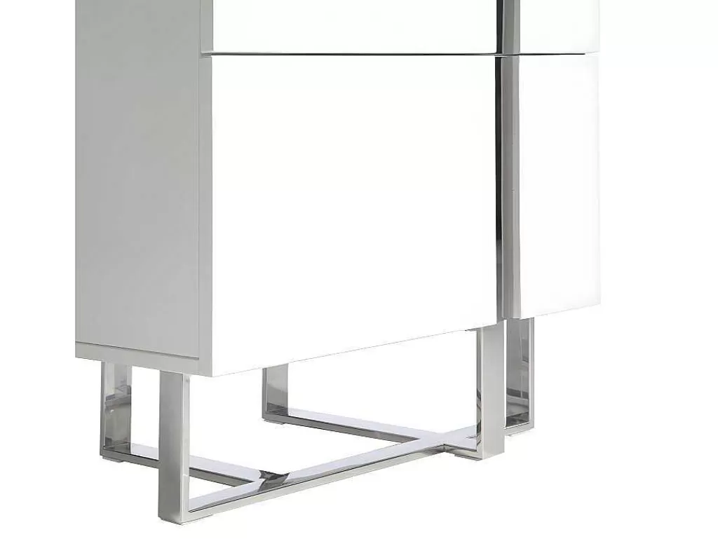 Cómoda*Angel Cerda Chiffonier Em Mdf Lacado Branco Brilhante Com Cinco Gavetas 7018