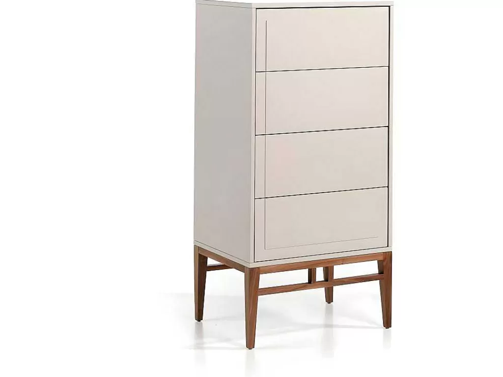 Cómoda*Angel Cerda Chiffonier Em Mdf Lacado Em Niebla Brillo Com Quatro Gavetas 7036