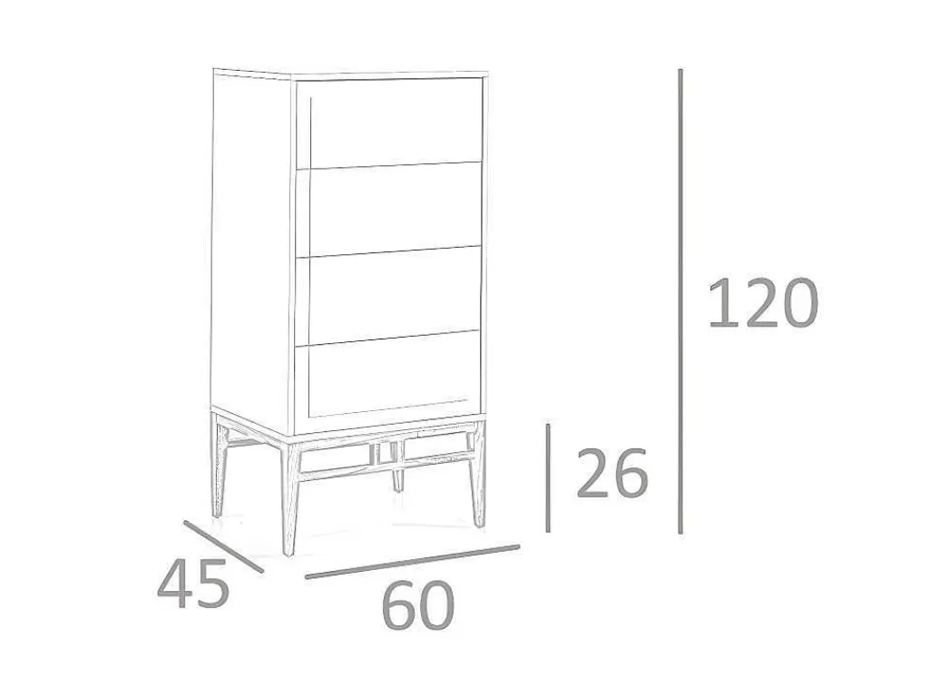 Cómoda*Angel Cerda Chiffonier Em Mdf Lacado Em Niebla Brillo Com Quatro Gavetas 7036
