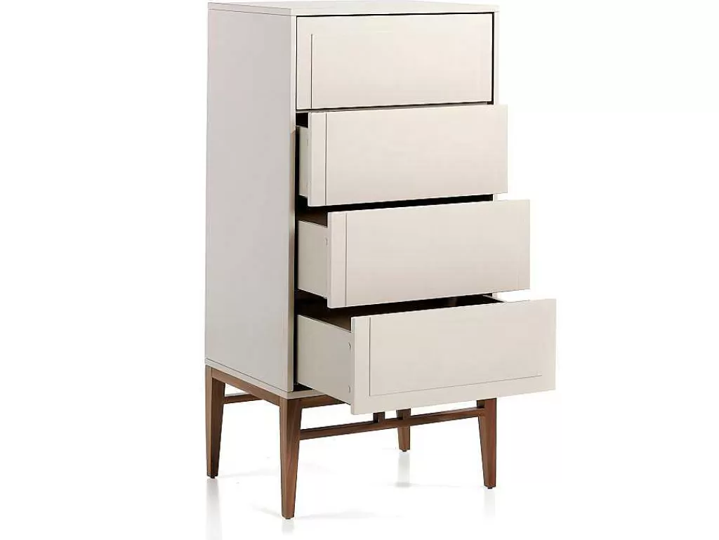 Cómoda*Angel Cerda Chiffonier Em Mdf Lacado Em Niebla Brillo Com Quatro Gavetas 7036