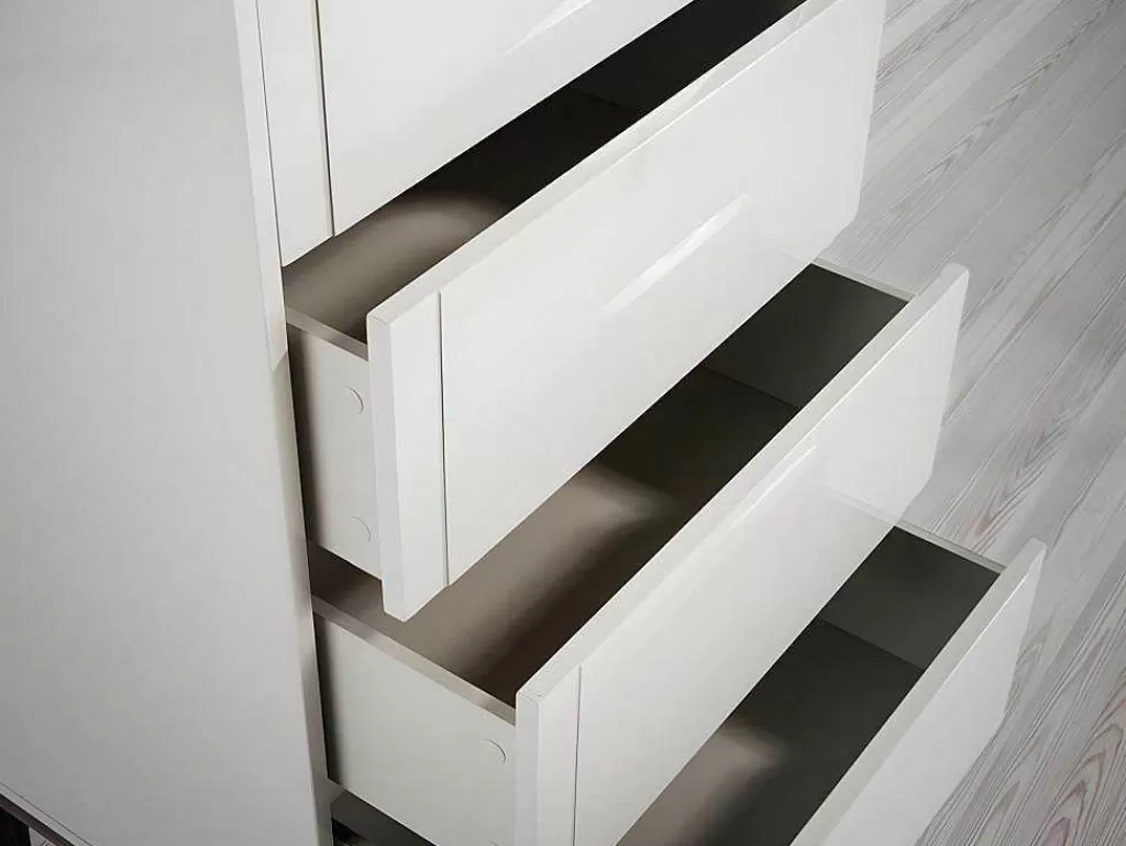 Cómoda*Angel Cerda Chiffonier Em Mdf Lacado Em Niebla Brillo Com Quatro Gavetas 7036