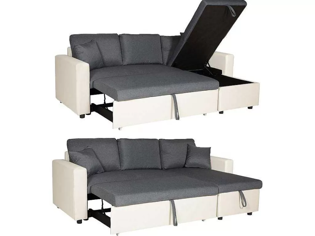 Sofá*Happy Garden Clark Sofá-Cama De Canto De 3 Lugares Cinzento E Branco
