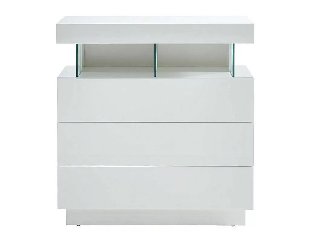 Cómoda*Vente-unique Cómoda 3 Gavetas Com Leds, Mdf Lacado A Branco - Fabio Ii