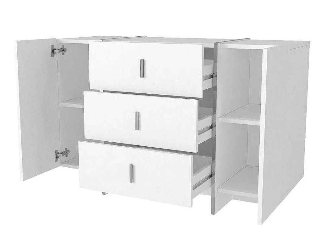 Cómoda*Vente-unique Cómoda 3 Gavetas E 2 Portas Branco - Cadeba